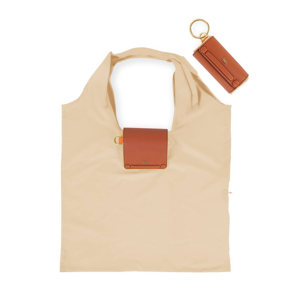HIE Women Beige Synthetic Solid Tote Bag