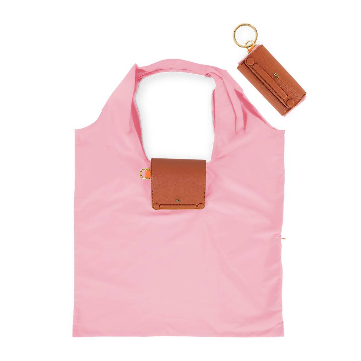 HIE Women Pink Synthetic Solid Tote Bag