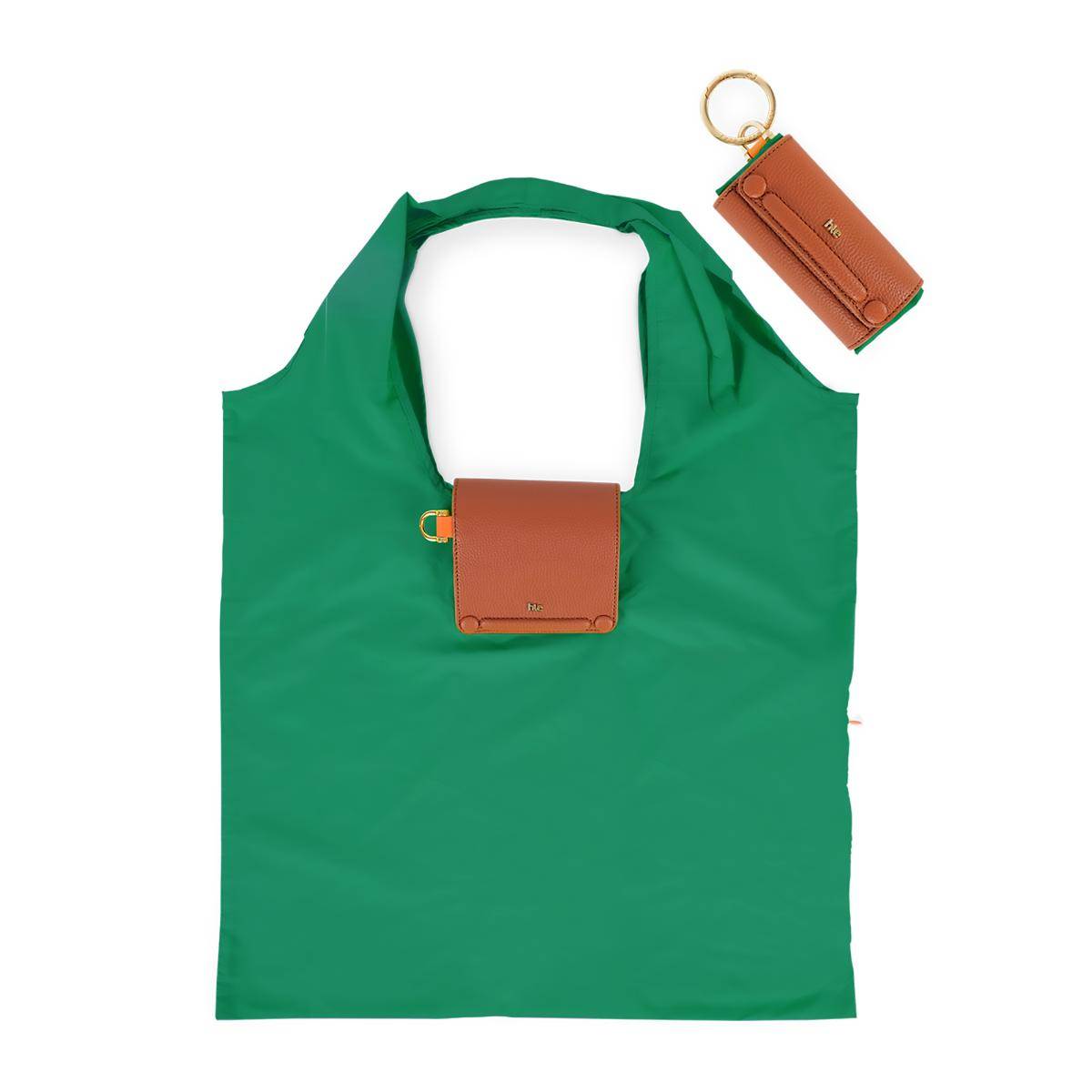 HIE Women Green Synthetic Solid Tote Bag
