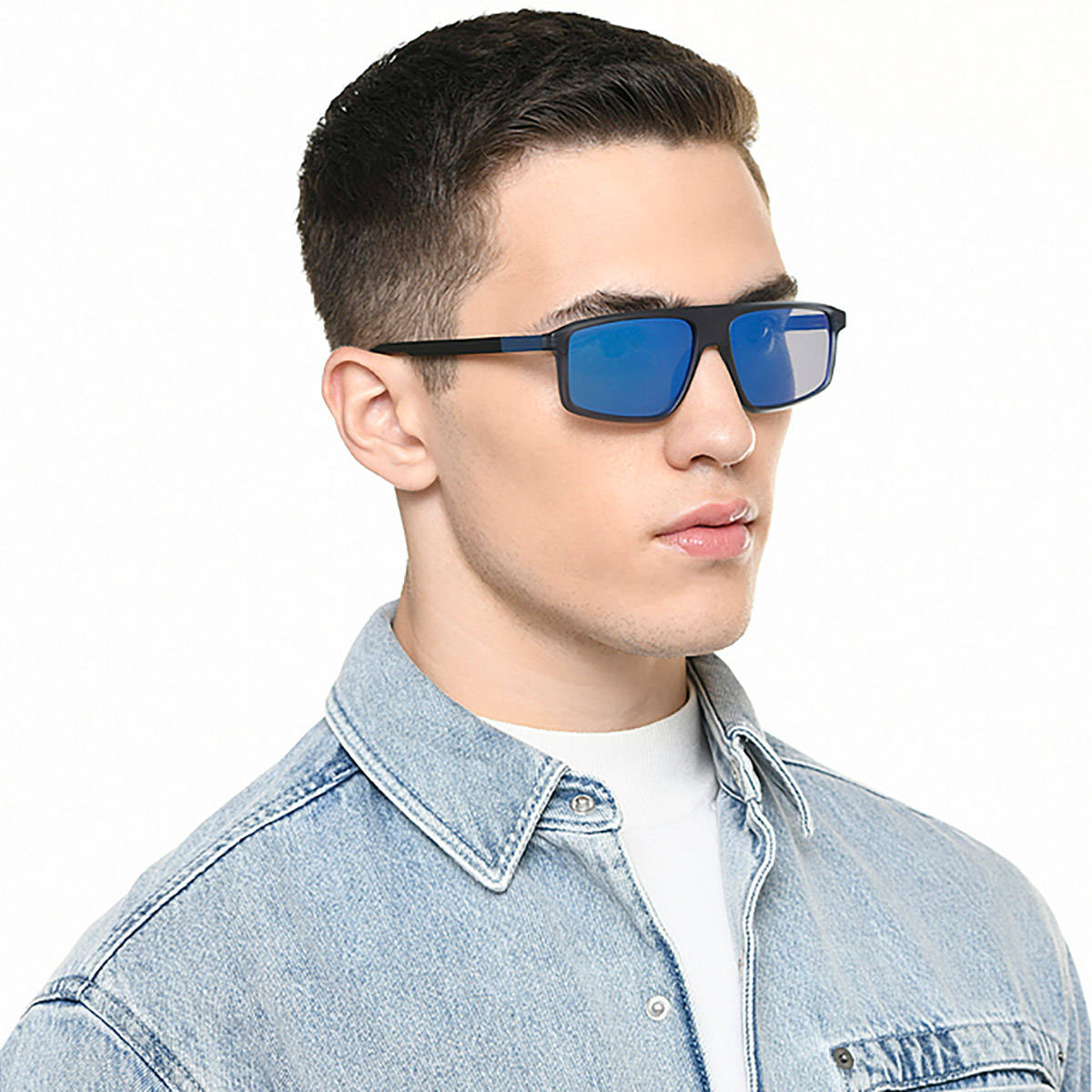 John Jacobs Unisex Full Uv Protected Stylish & Premium Rectangle Blue Lens Sunglasses