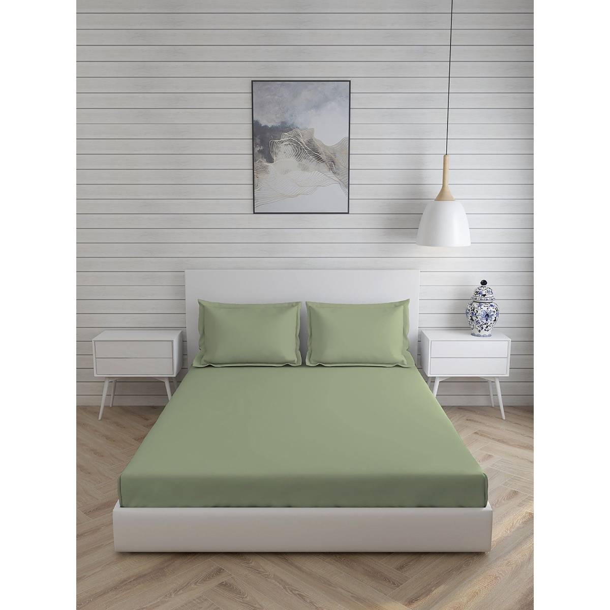 Boutique Living Pure Earth 300 TC King Bedsheet -Olive