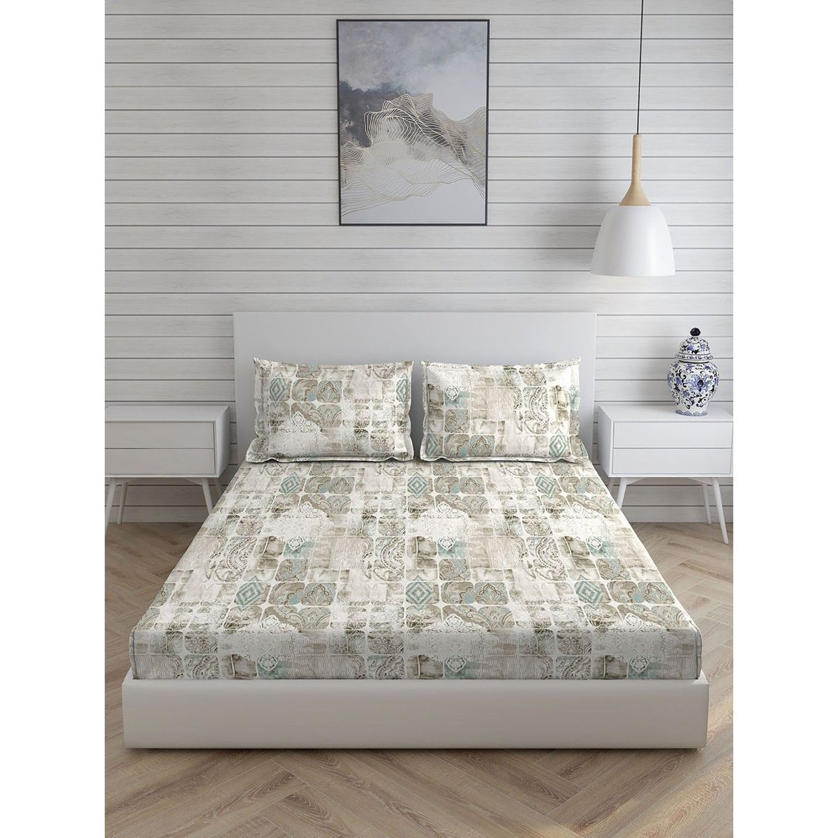 Buy Boutique Living Angelite 270 TC King Bedsheet Beige Online