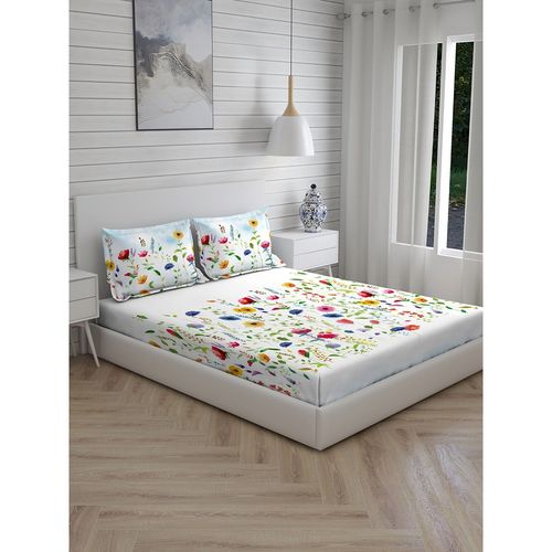 Buy Boutique Living Angelite 270 TC King Bedsheet -MultiColor Online