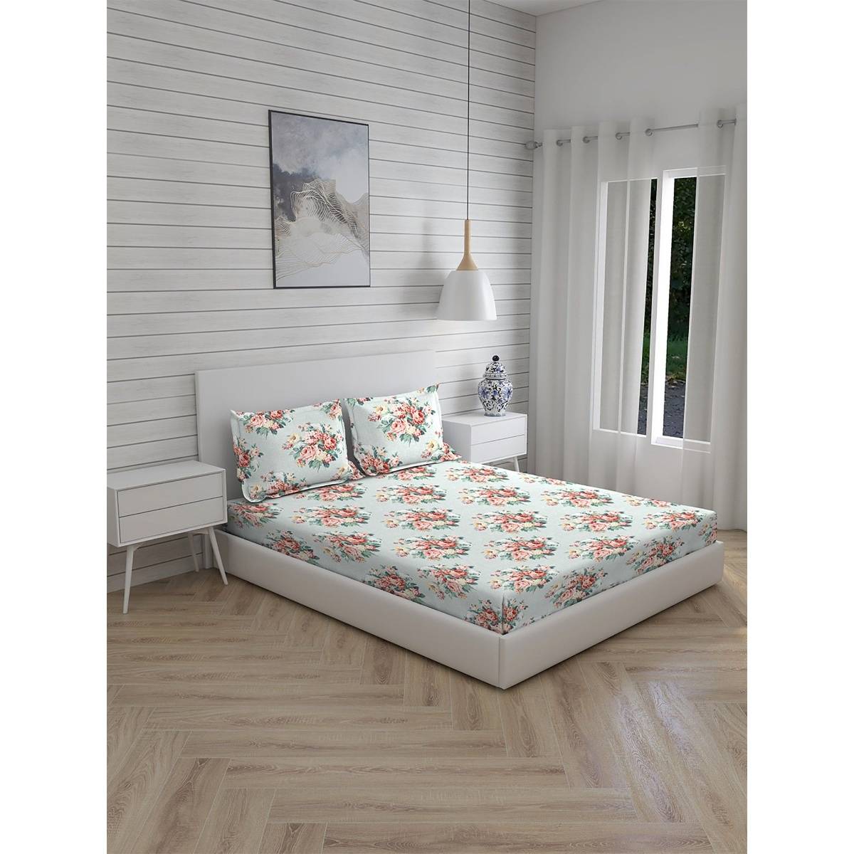 Boutique Living Signature Sateen 300 TC Double Bedsheet -Blue