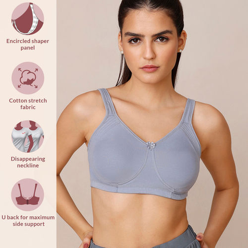 Nykd by Nykaa Textured Lace Padded Wirefree Bra - Blue NYB076 (32B)