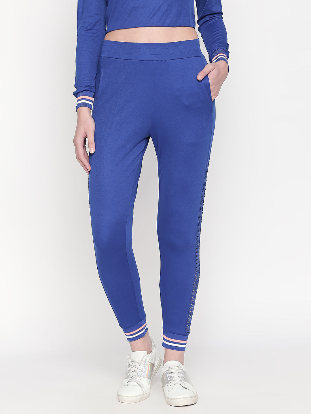 Buy Tuna London Active Wear Royal Blue Regular Fit Trackpants For Women'S  (XL) Online