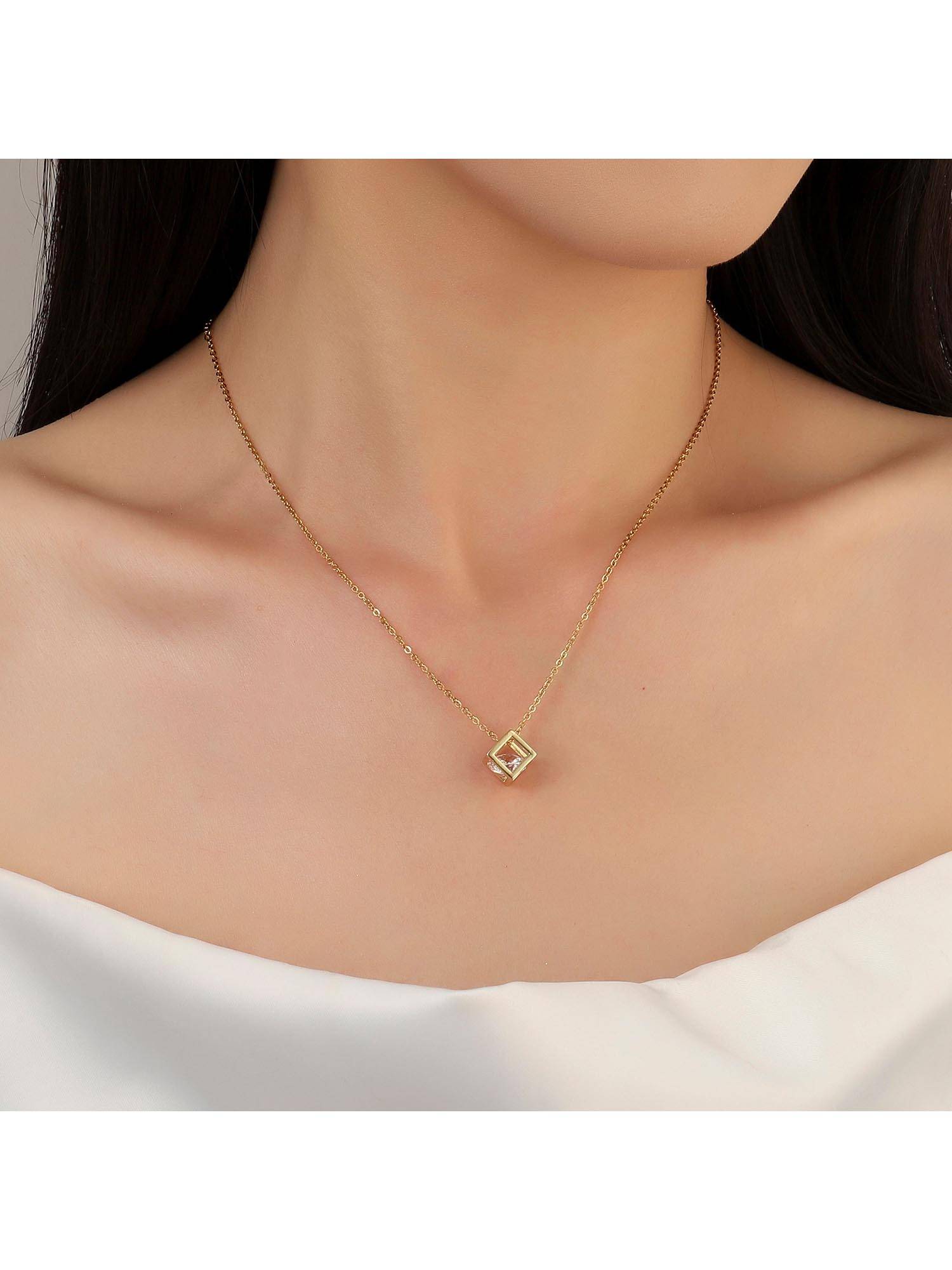 Salty Women Gold Square Stone Necklace
