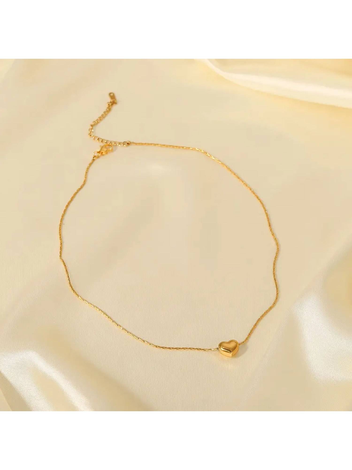 Salty Women Gold Heart Shaped Promise Necklace