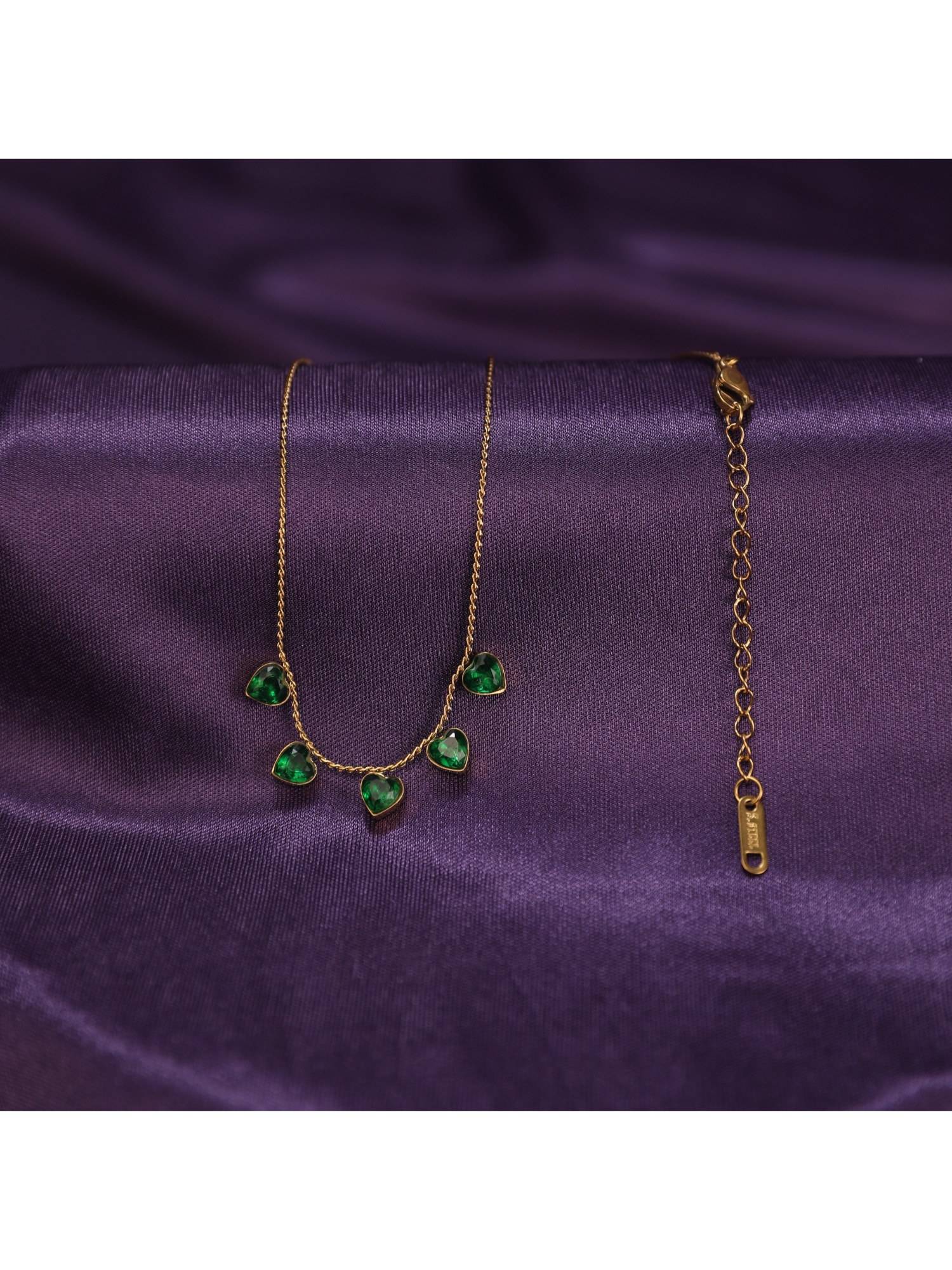 Salty Women Emerald Green Heart Drop Necklace