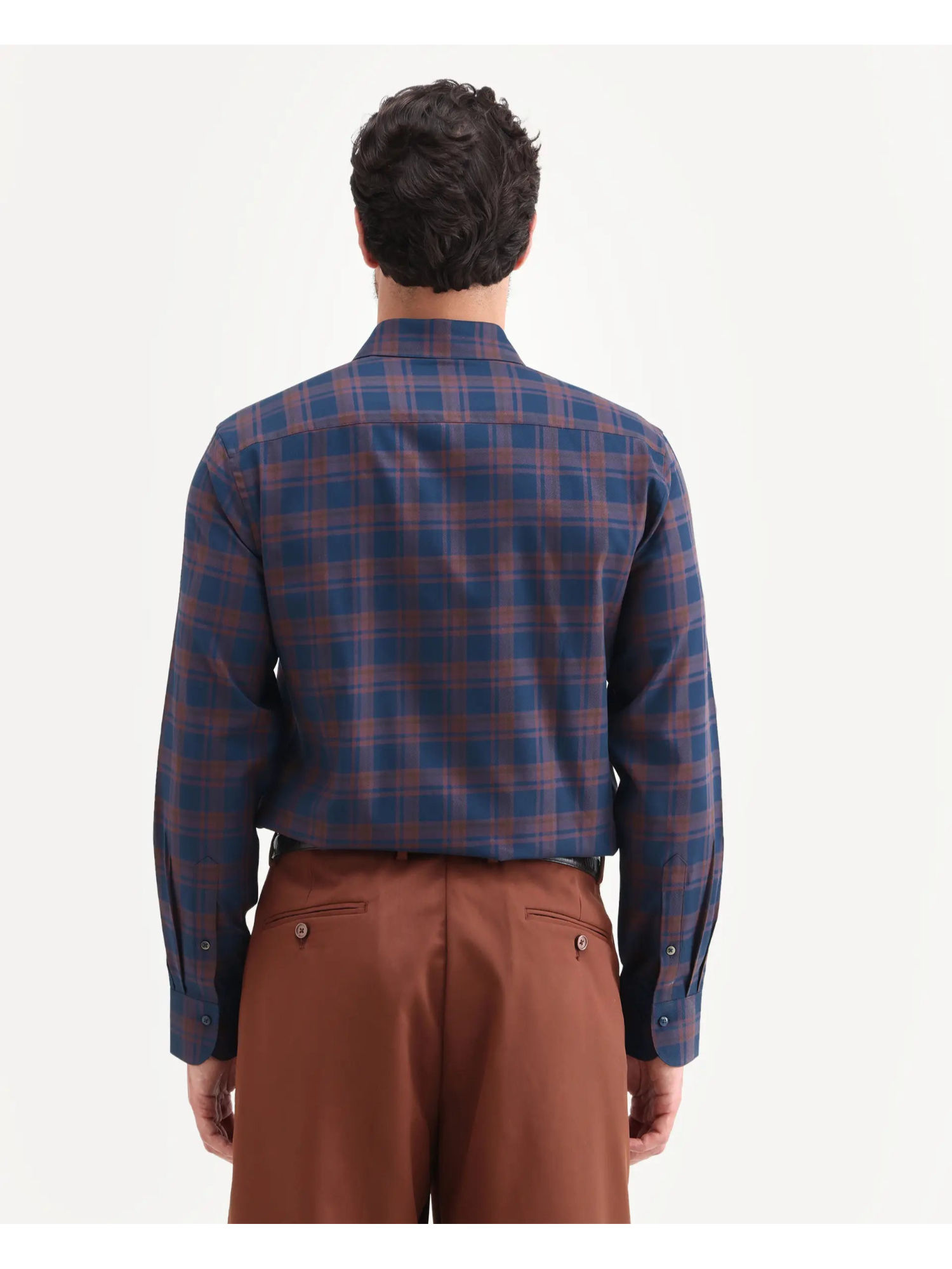 Buy Rare Rabbit Navy Blue Checks Regular Shirt Online