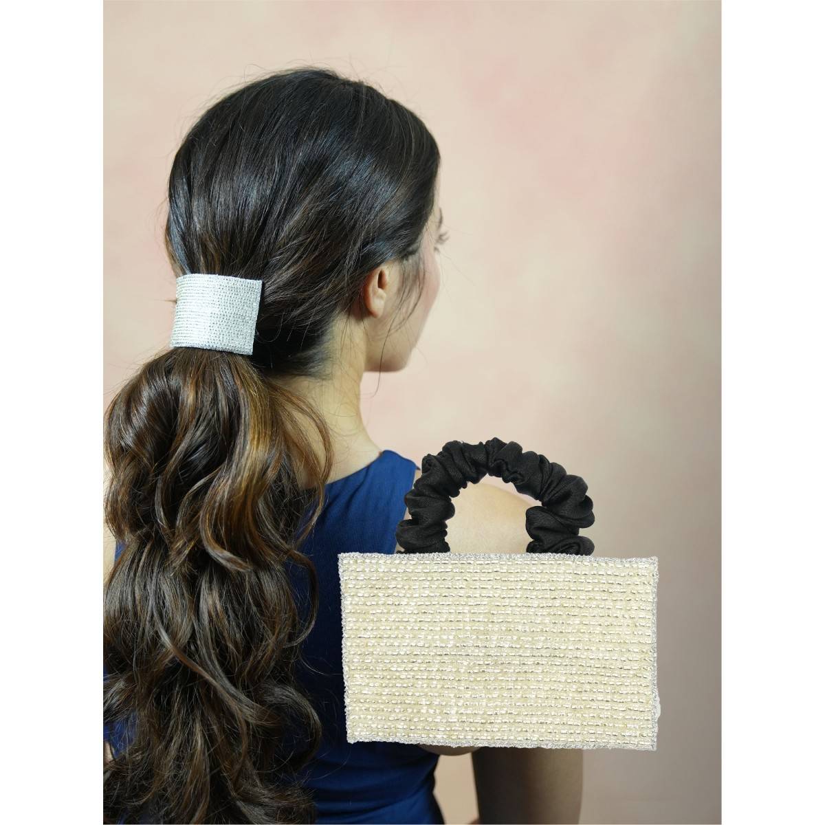 Hair Drama Co. Embellished Beads Ponytail Holder Black