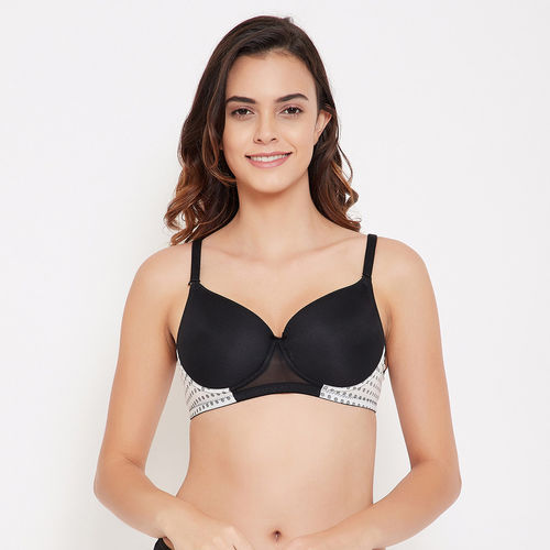 Buy Clovia Powernet Printed Padded Full Cup Wire Free T-shirt Bra
