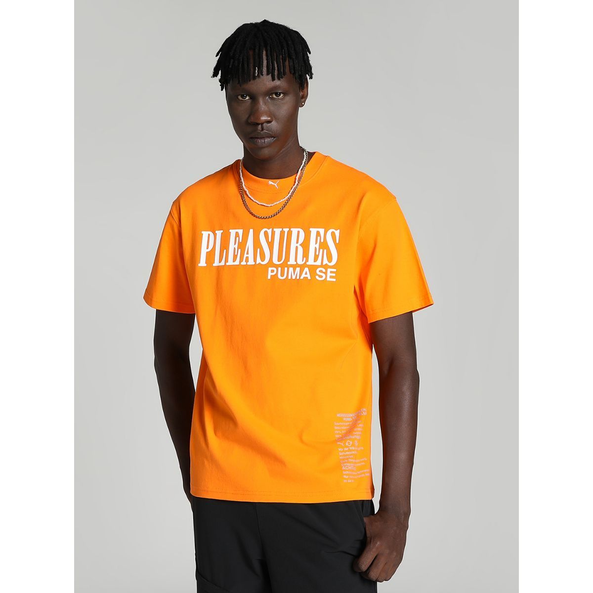 Buy Puma x PLEASURES Typography Men Orange T Shirt Online