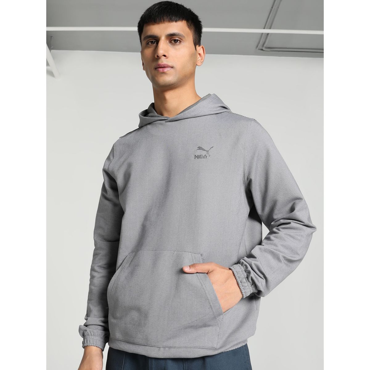 Mens grey cheap puma hoodie