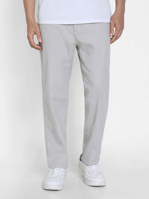 Buy American Eagle Men Grey Flex Linen-Blend Pull-On Athletic Fit