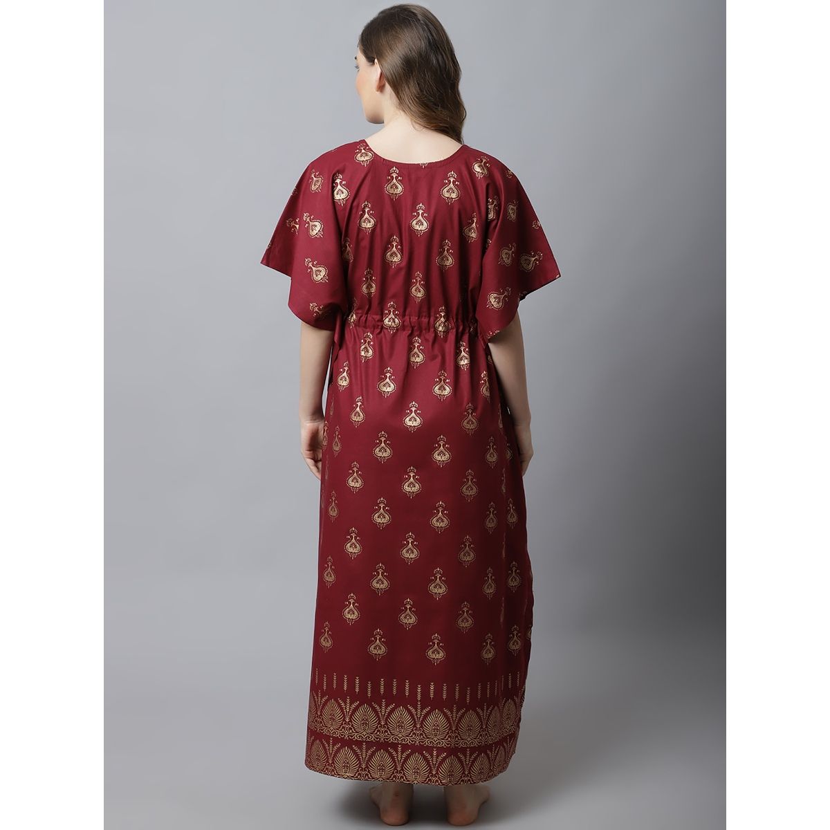 Secret Wish Maroon Printed Cotton Kaftan Nighty Buy Secret Wish Maroon Printed Cotton Kaftan