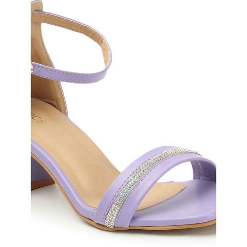 Buy Iconics Womens Buckled Lavender Color Ankle Strap Block Heeled