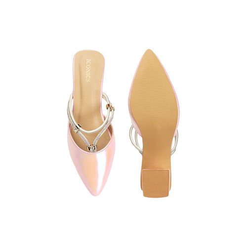 Buy Iconics Womens Fashionable Pink Color Heel Mules Online