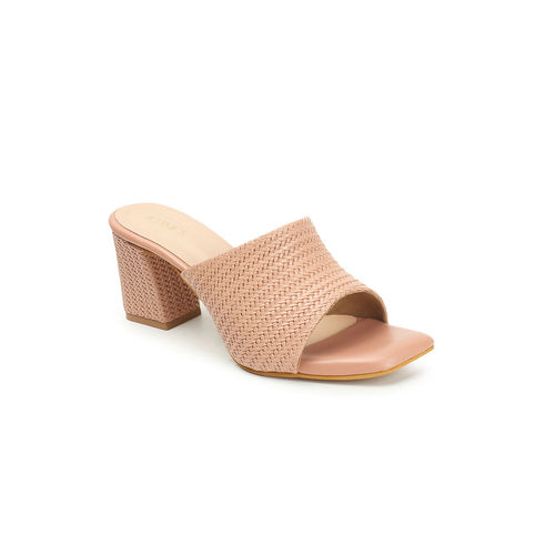 Buy Iconics Womens Fashionable Peach Color Textured Heel Sandals
