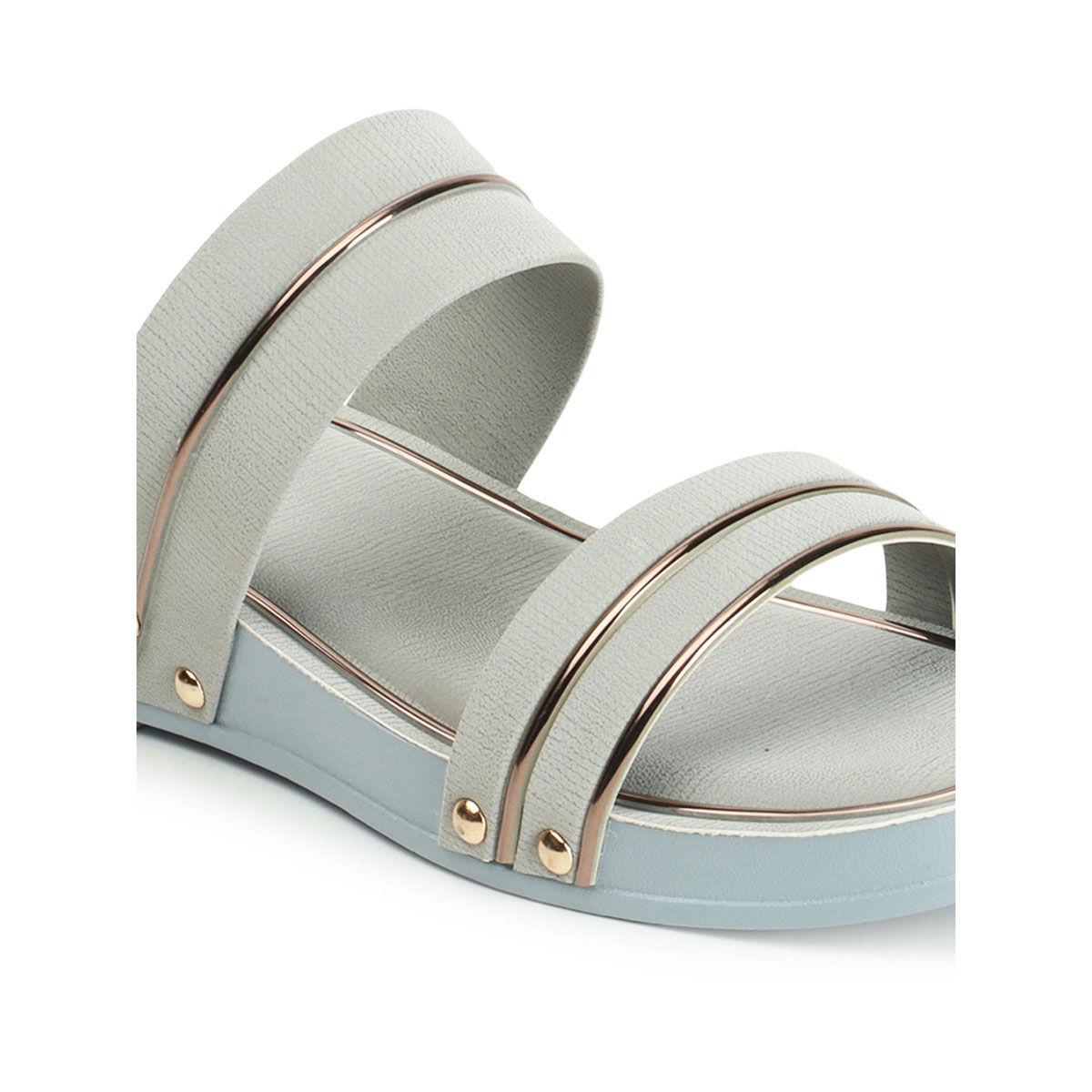 Grey Colour Leather Fabric Mens Sandals Shoes.