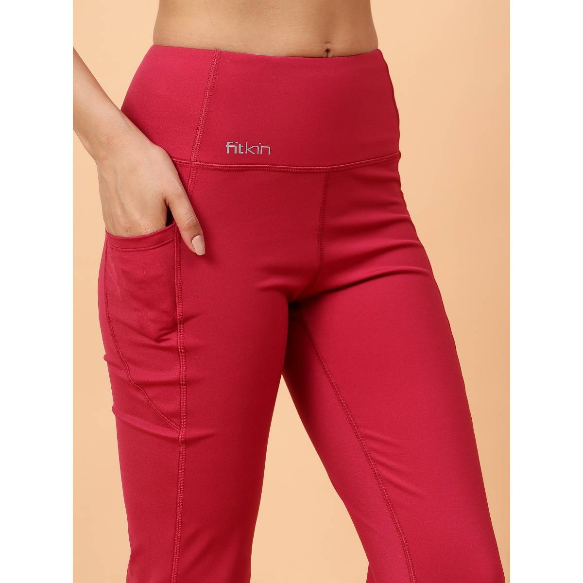 Buy Fitkin Women Magenta Bootcut Active Trackpant Online