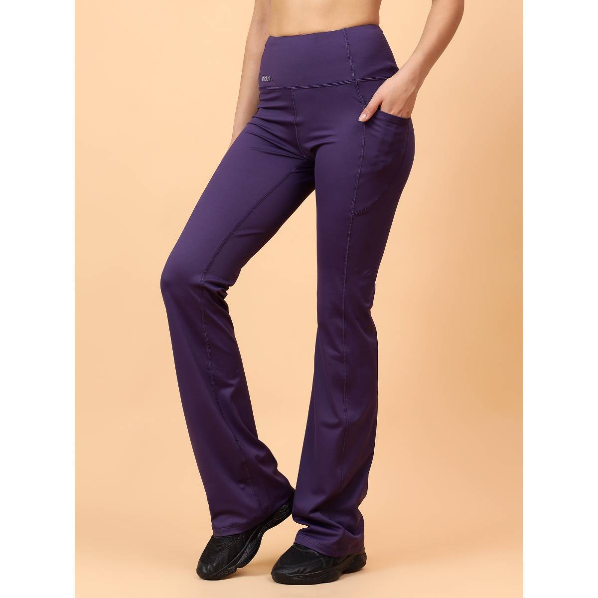 Buy Fitkin Women Purple Bootcut Active Trackpant Online