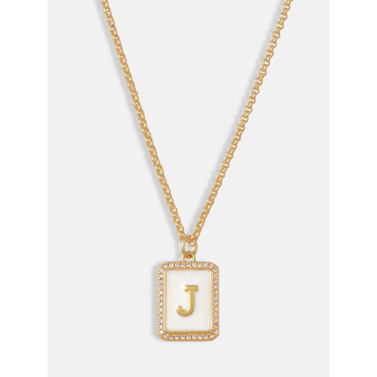 Tipsyfly White, Crystal & Gold Initial Necklace J Buy Tipsyfly White
