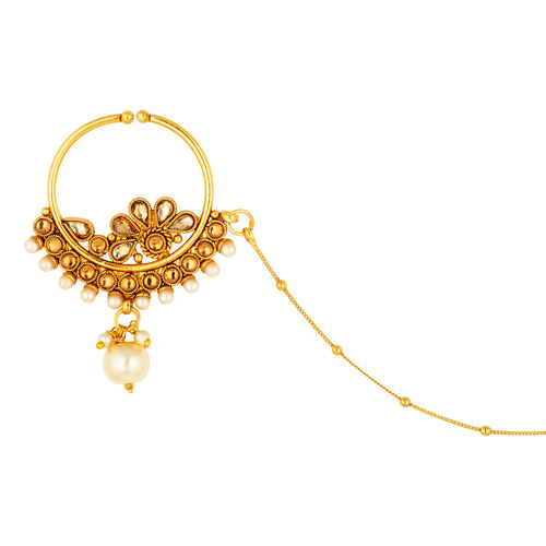 Peora Gold Plated Dulhan Nose Ring Nathiya Long Chain Bridal Jewellery  (PF37NL26FL)