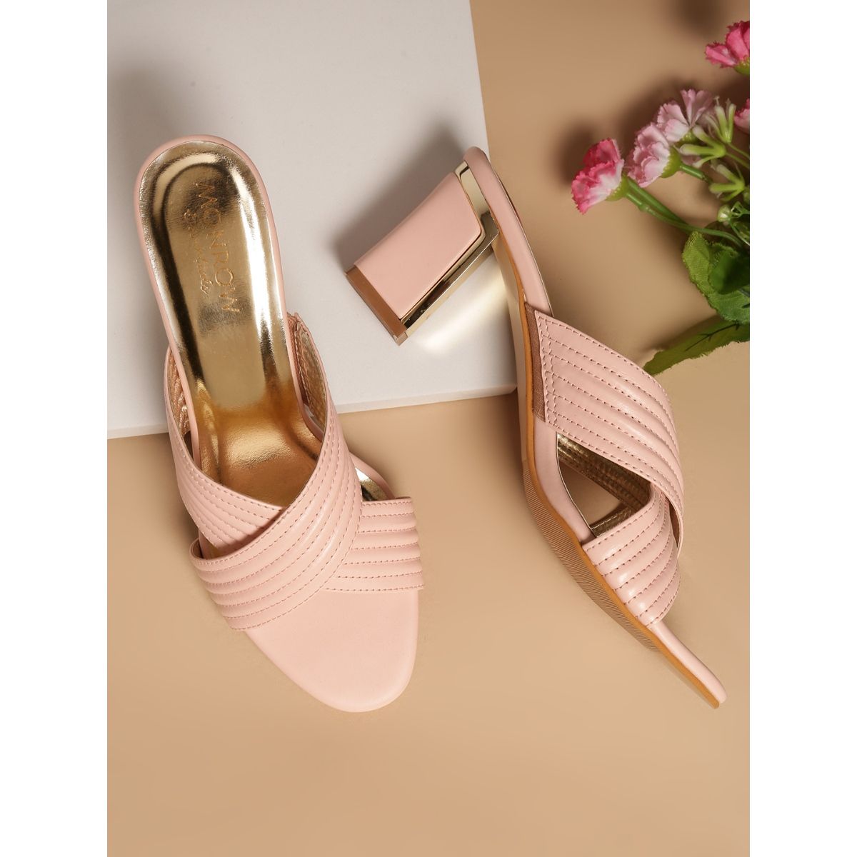 block heels pink