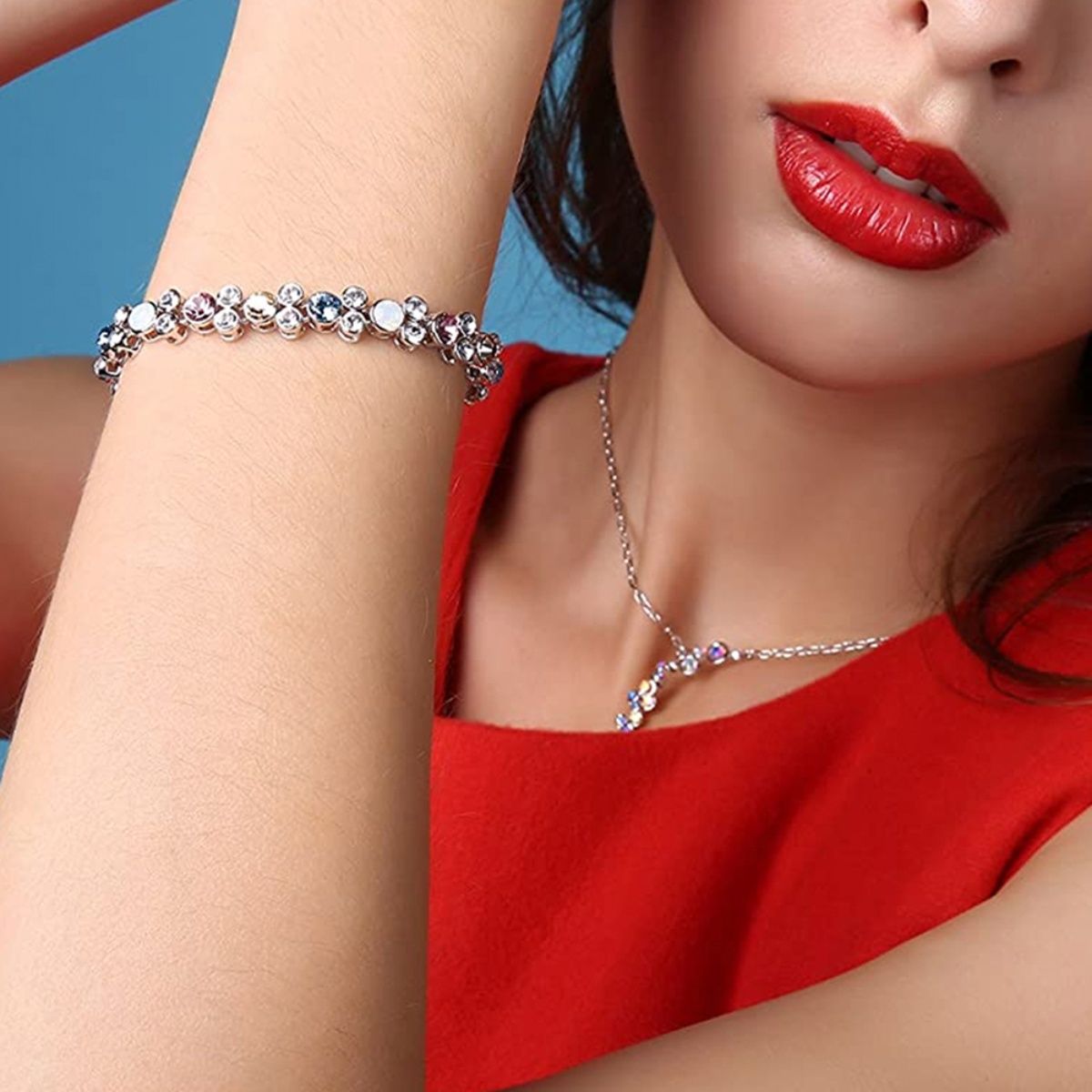 Buy Yellow Chimes Crystal Silver Toned Metal Rhodium Plated Link