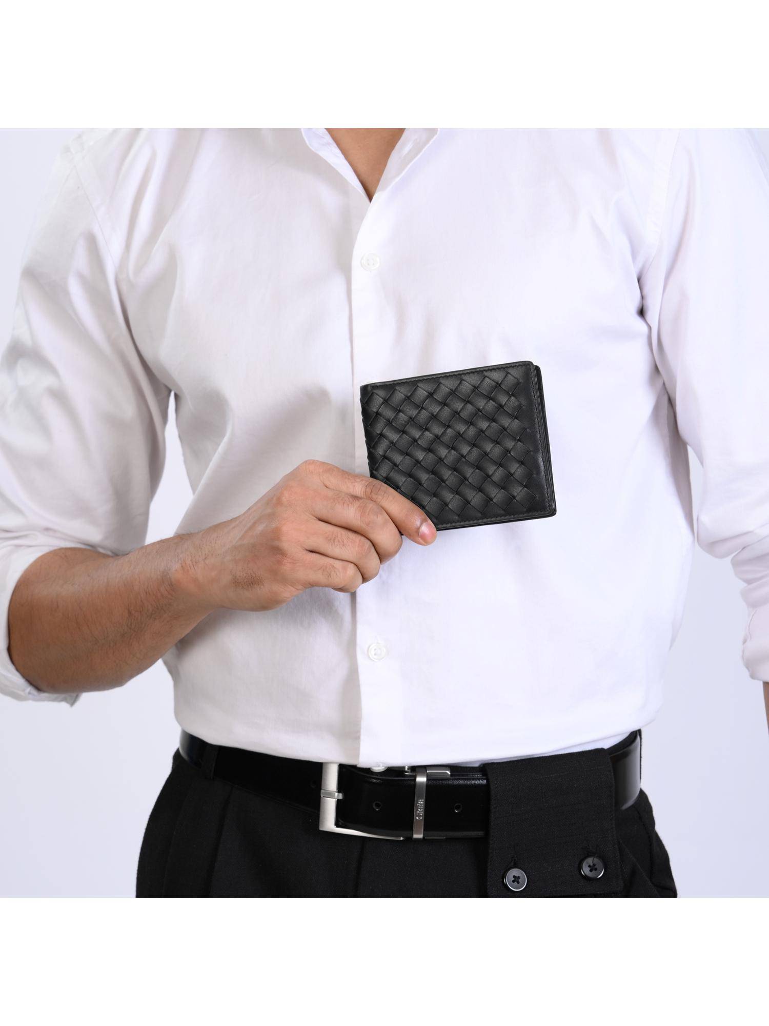 Gioia Enzo Woven Bifold Wallet - Black