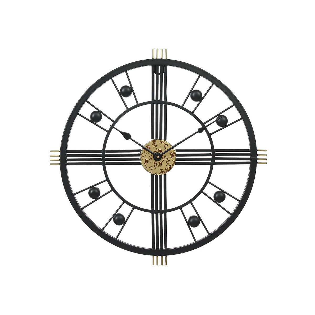 eCraftIndia Black Iron Round Designer Wall Clock Without Glass 51 Cm