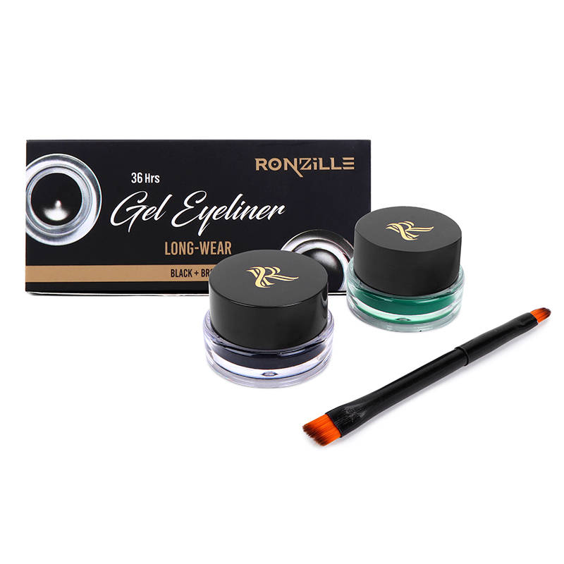 Ronzille 36Hr Waterproof And Smudge Proof Long Wear Gel Eyeliner With Brush - Black And Green