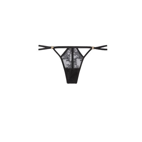 YamamaY Black Sexy Slit Sexy Solid Thong (S)