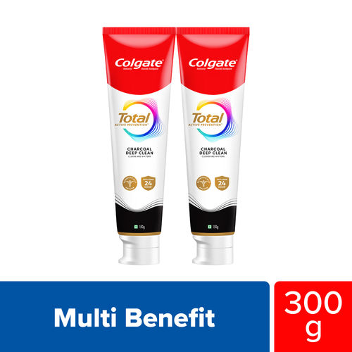 Colgate Total Charcoal Deep Clean Toothpaste - 2 Tubes (240g Total)