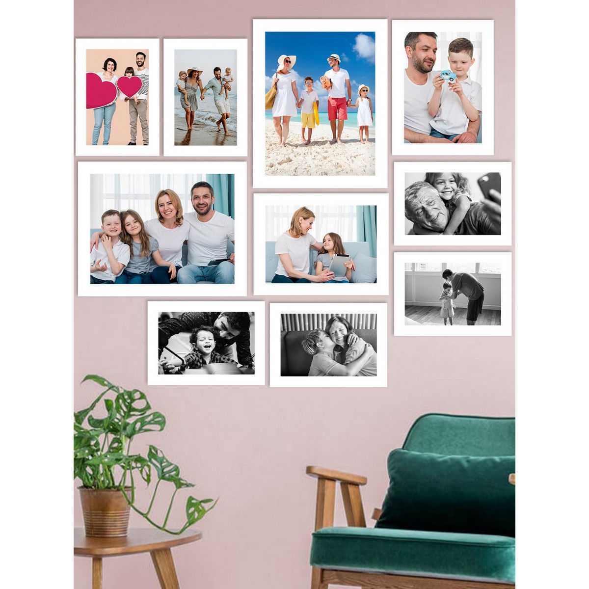 eCraftIndia Memory Wall Collage Photo Frame Set of 10 Photo Frames