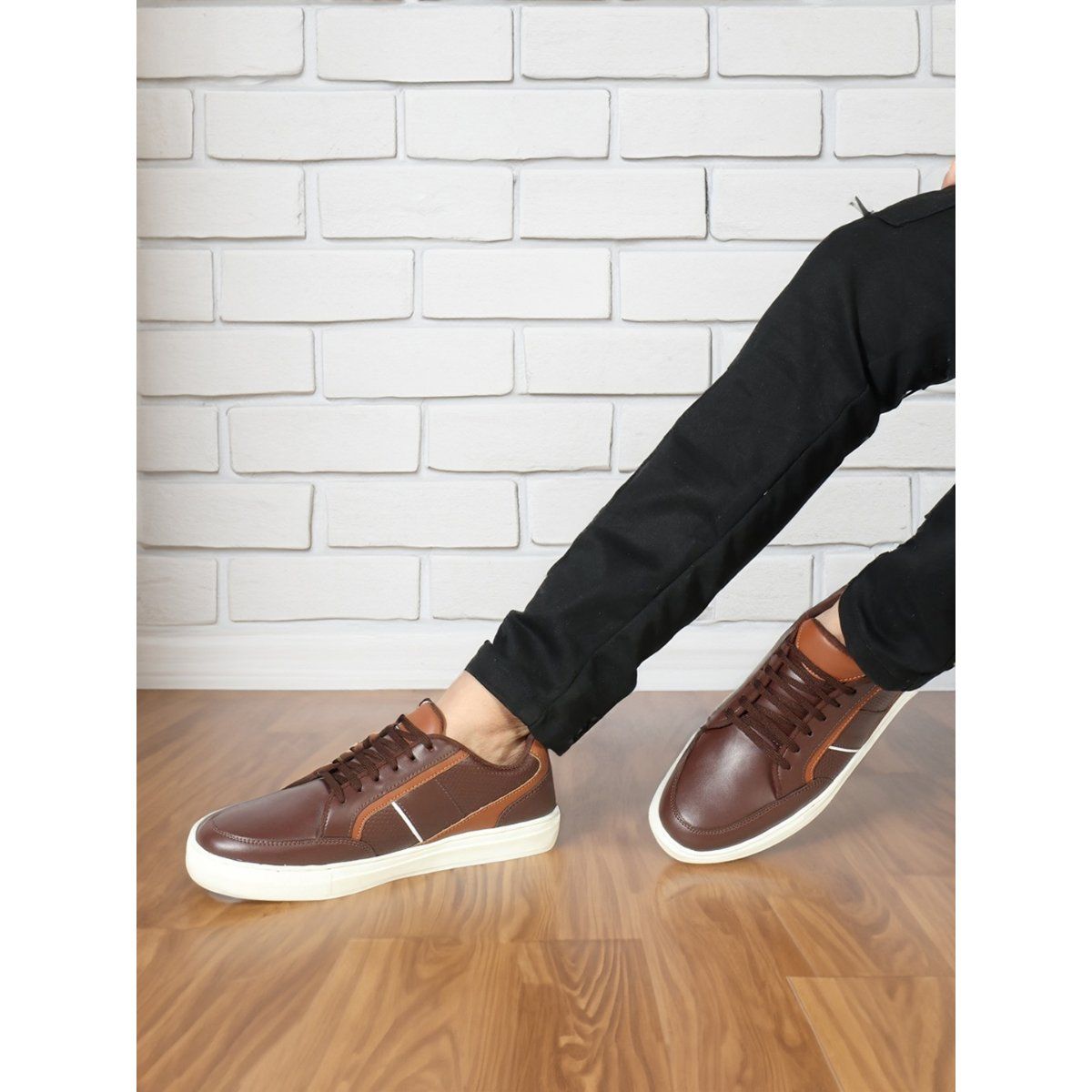 Buy Carlton London Mens Stylish Brown Color Lace Up Synthetic Sneakers Online