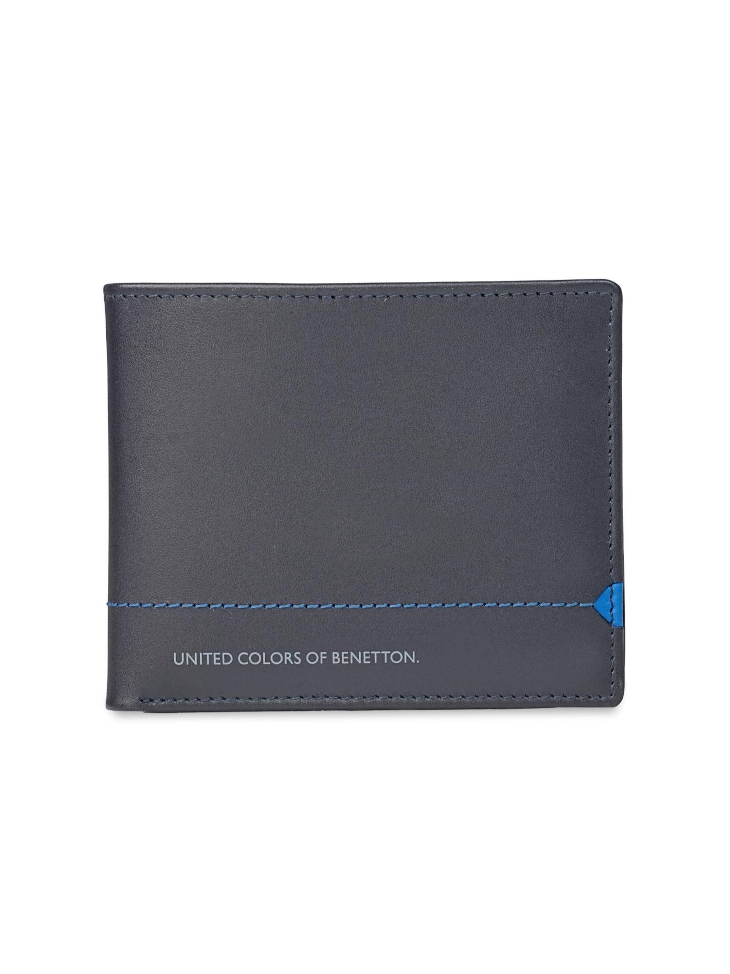 United Colors of Benetton Men's Passcase Leather Wallet Zhodzina - Navy