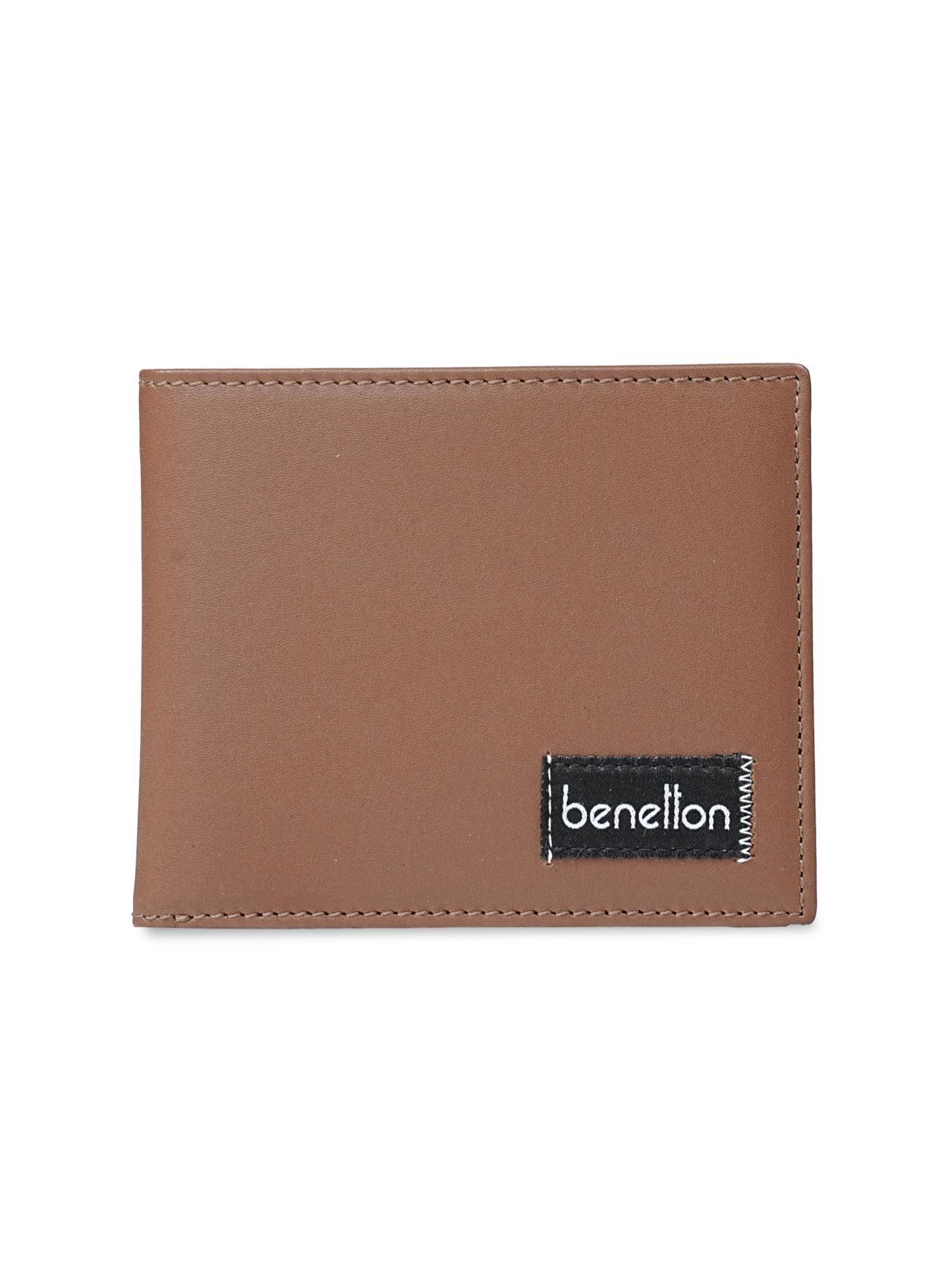 United Colors of Benetton Men's Global Coin Leather Wallet Cheria - Dark Tan