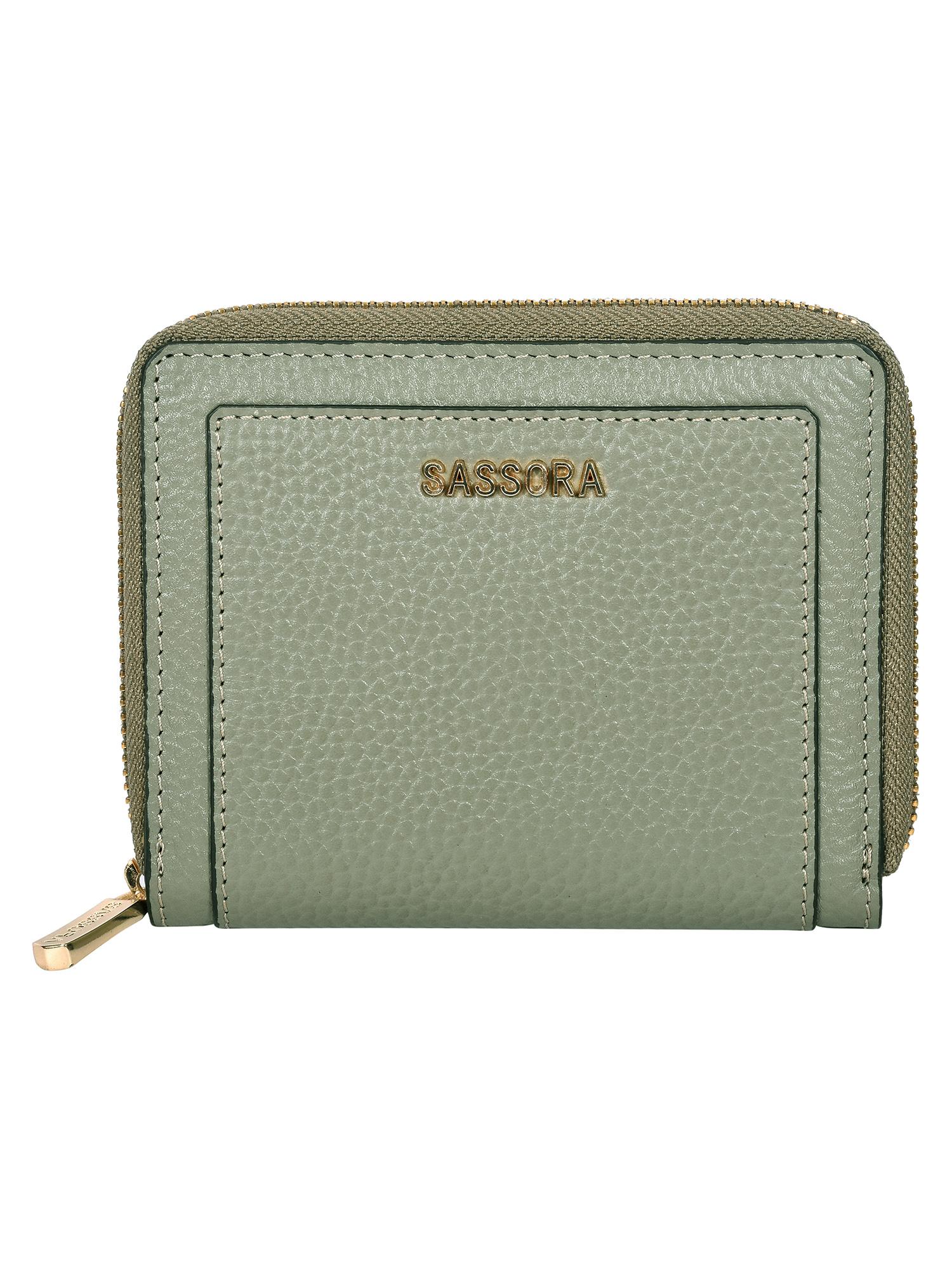 Buy Sassora Genuine Leather RFID Blocking Compact Zip Around