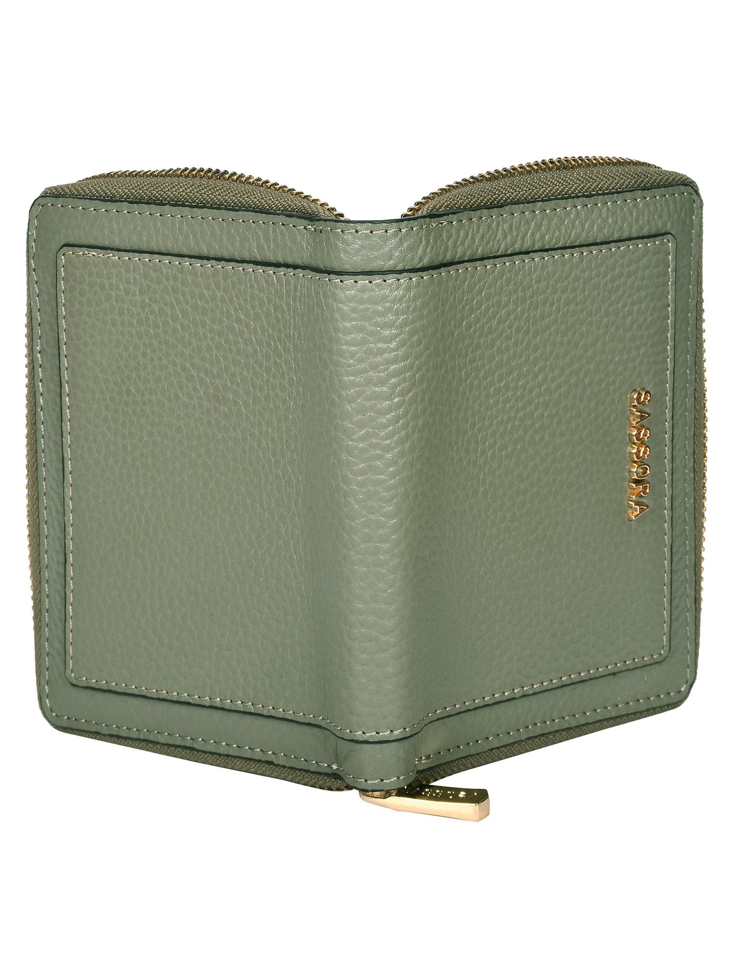 Buy Sassora Genuine Leather RFID Blocking Compact Zip Around