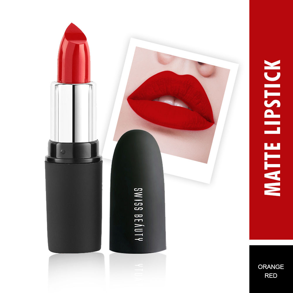 swiss beauty orange red lipstick