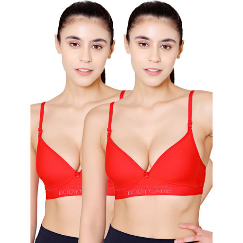 Buy Bodycare Seamless Wire Free Padded Sports Bra-Pack Of 2 - Red