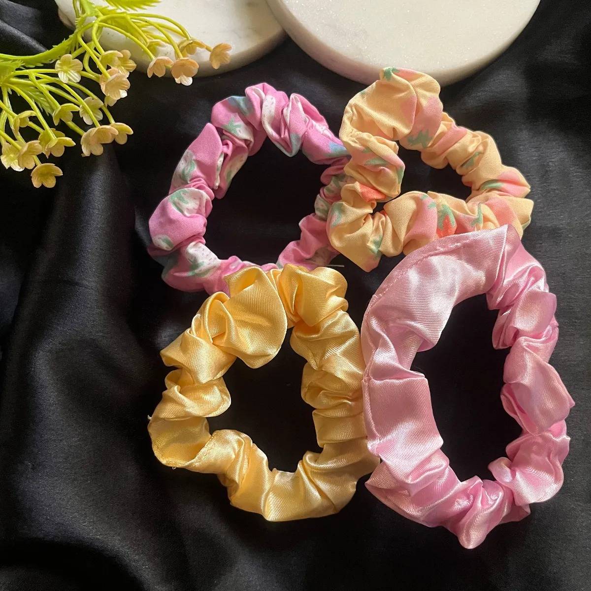 Jewelz Women Scarf Styled Printed Satin Scrunchies