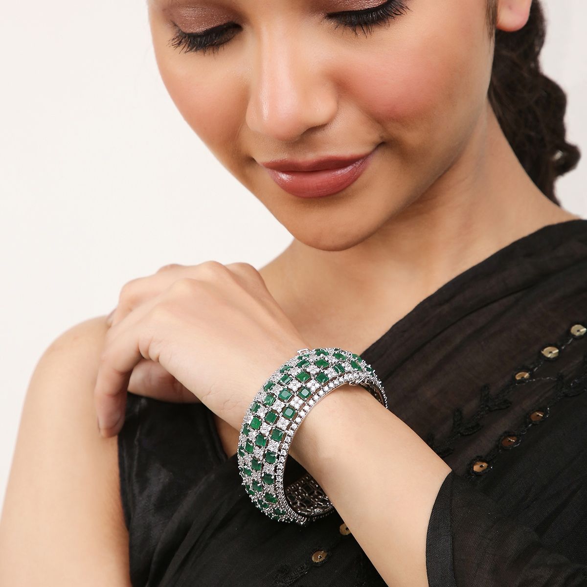 Claudia Gemstone Bracelet Silver Colombian Emerald