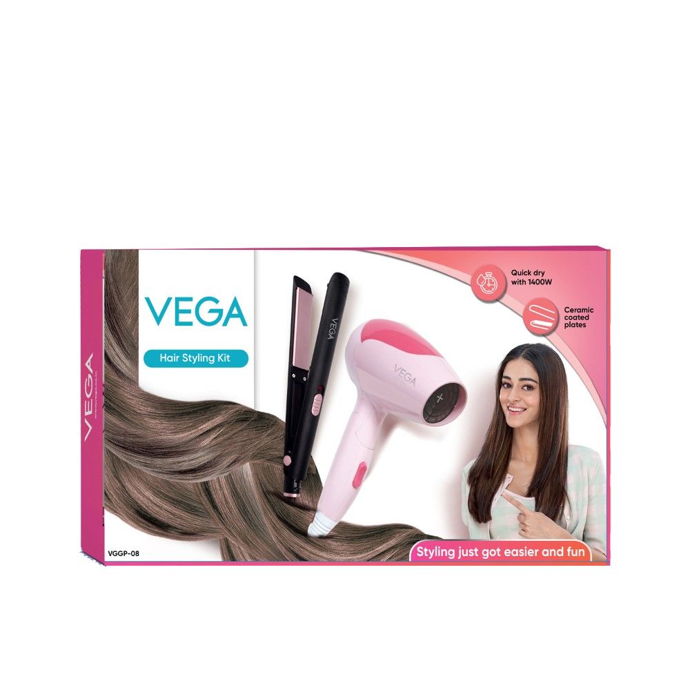 VEGA Hair Styling Combo Kit With Hair Straightener & Dryer (VGGP-08): Buy  VEGA Hair Styling Combo Kit With Hair Straightener & Dryer (VGGP-08) Online  at Best Price in India | Nykaa