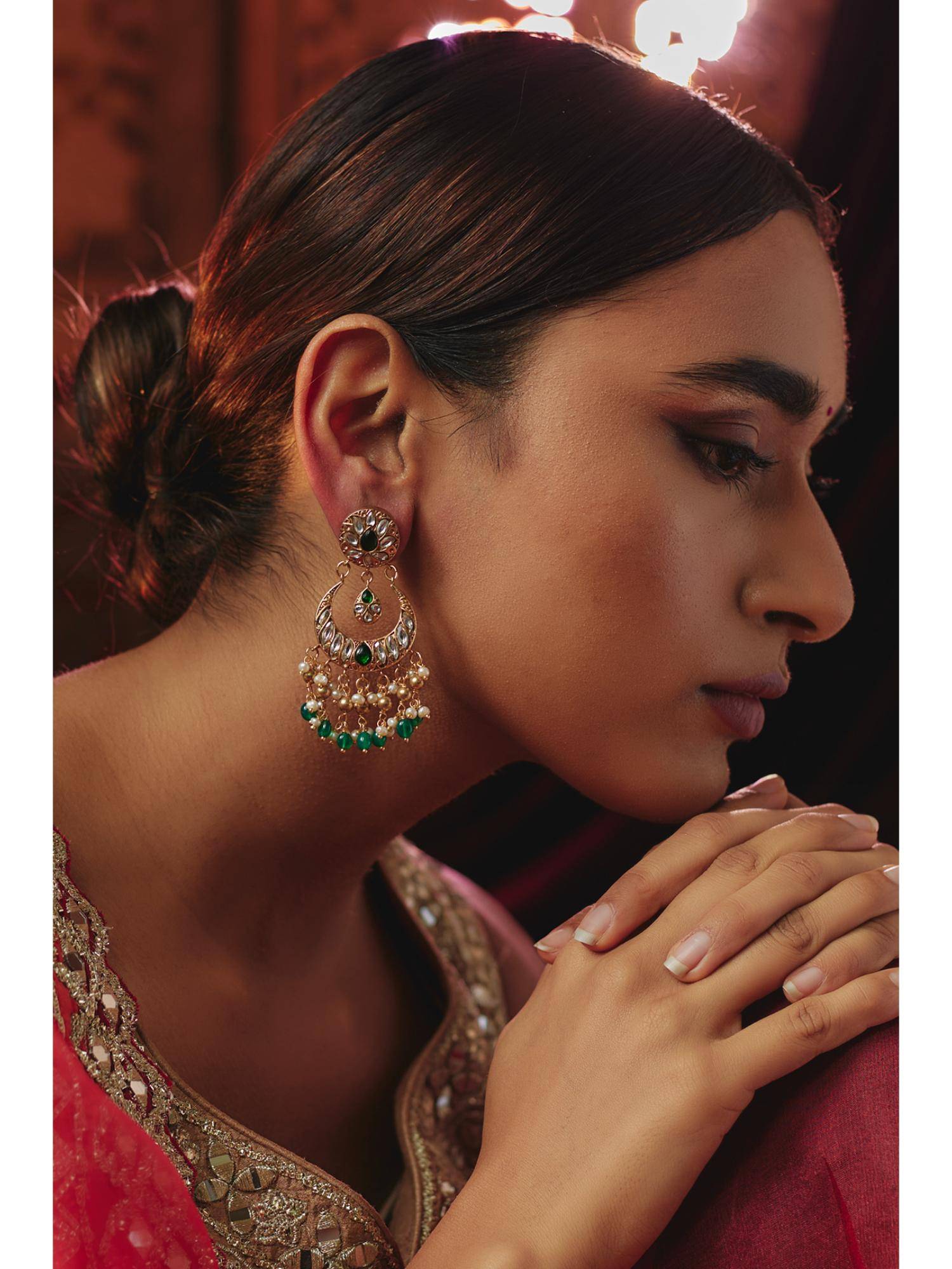KARISA DESIGNS Sitara Kundan Stone Chandbalis