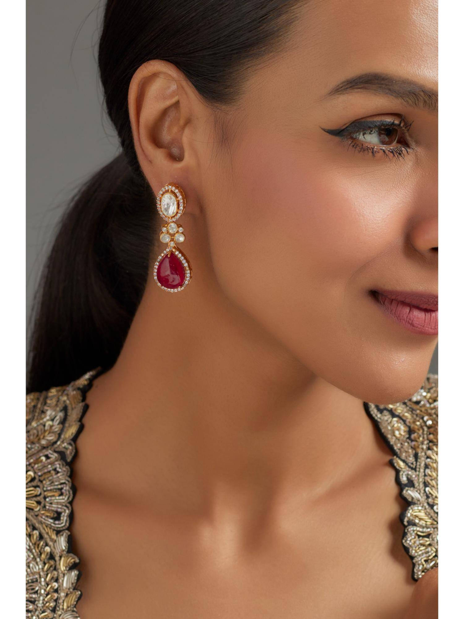 KARISA DESIGNS Boond Moissanite Ruby Earrings