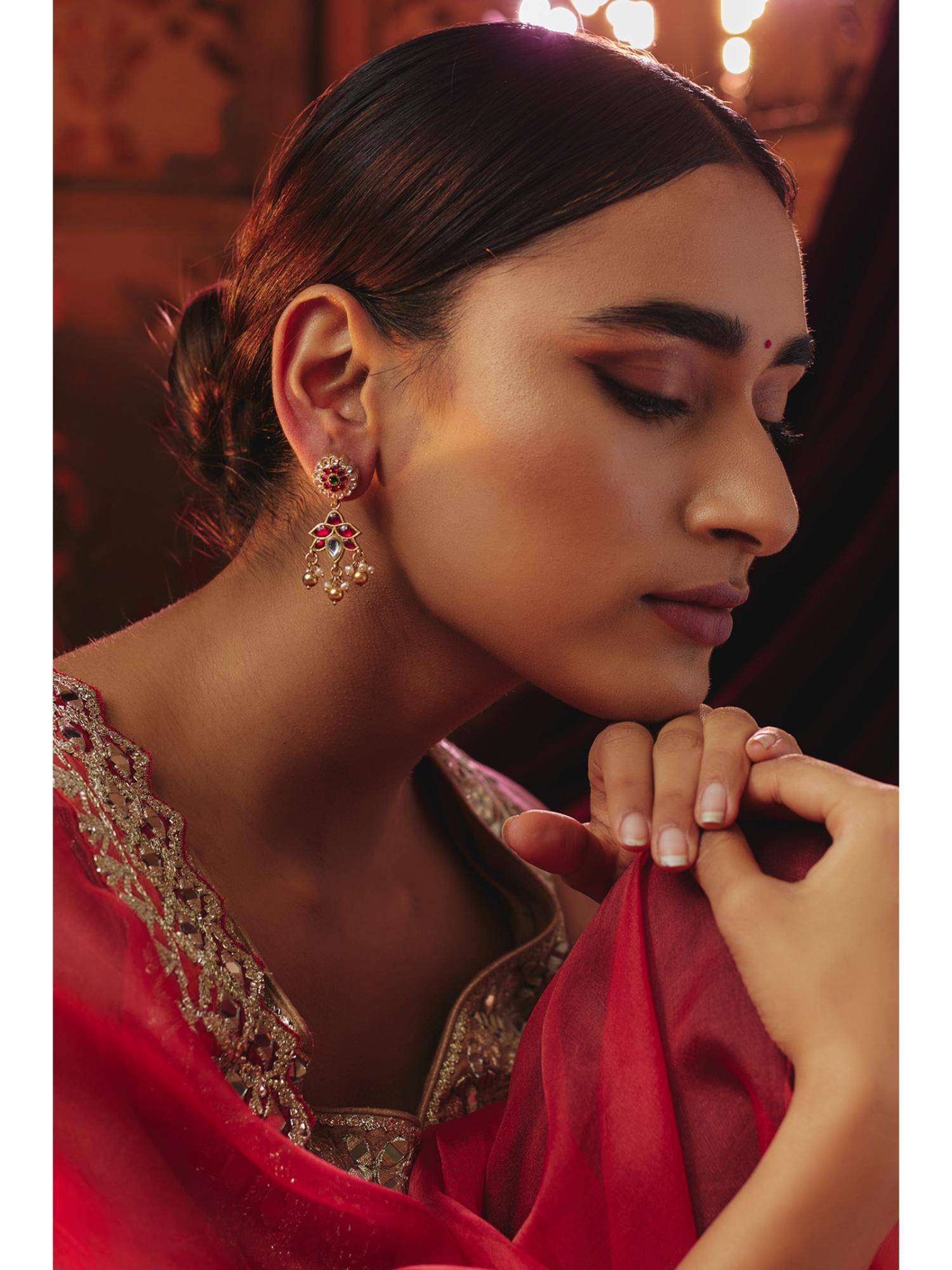 KARISA DESIGNS Nootan Stones Earrings with Pearls