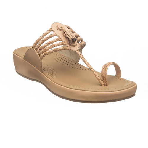 Buy CHERE Rose Gold Kolhapuri Style Toe Ring Sandals Online